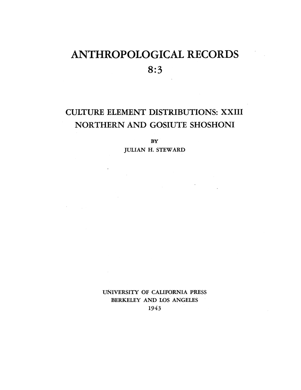 Anthropological Records 8:3