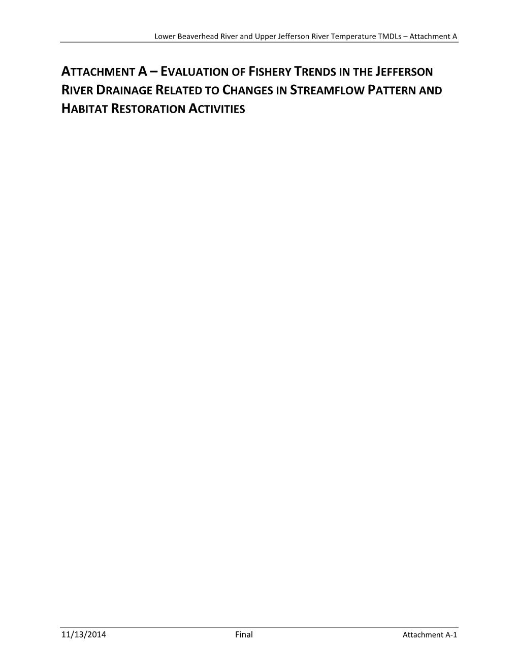 Lower Beaverhead River and Upper Jefferson River Temperature Tmdls – Attachment A