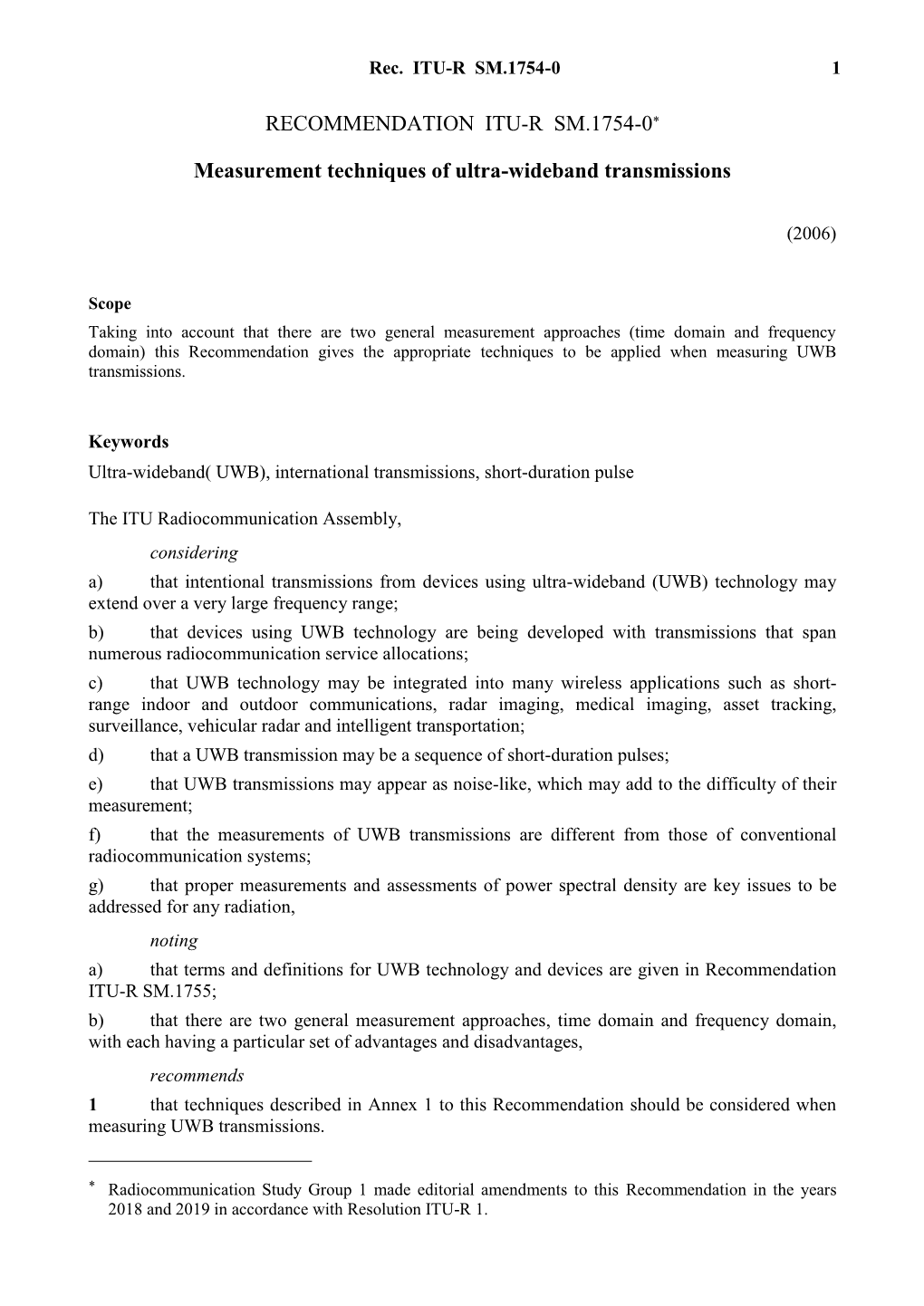 Measurement Techniques of Ultra-Wideband Transmissions