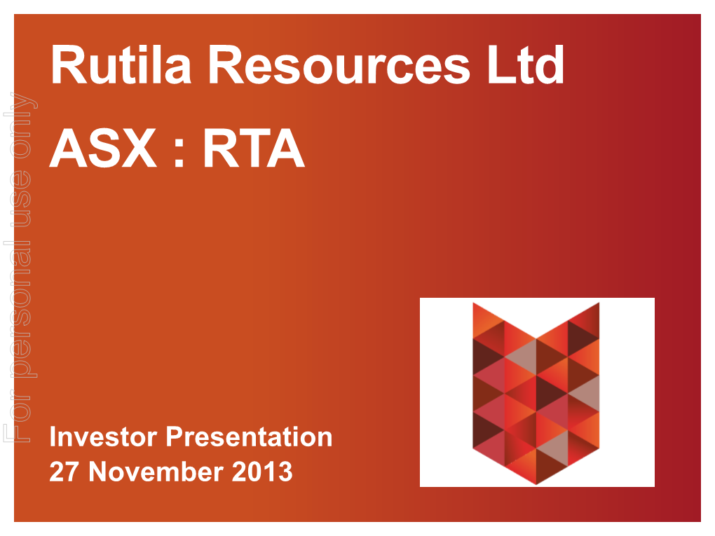 Rutila Resources Ltd ASX