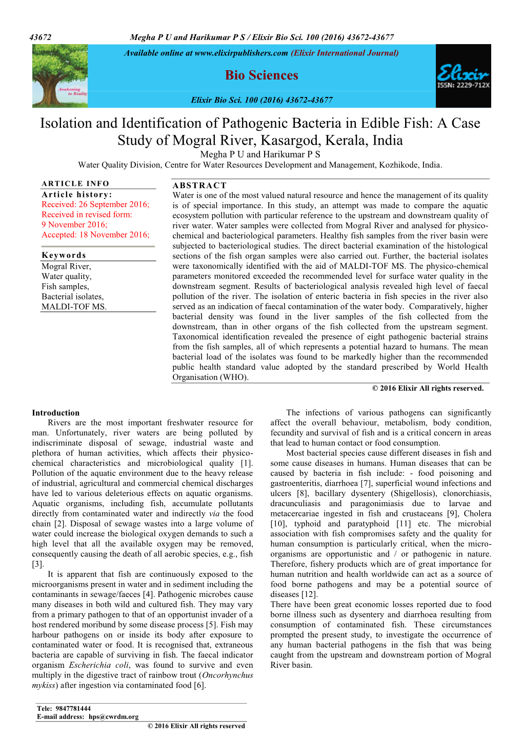 Isolation and Identification of Pathogenic Bacteria in Edible Fish