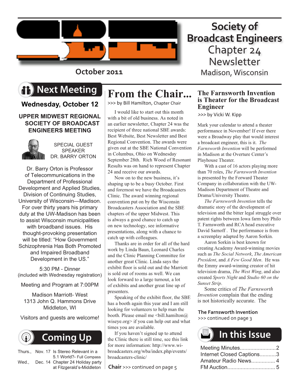 October 2011 Newsletter