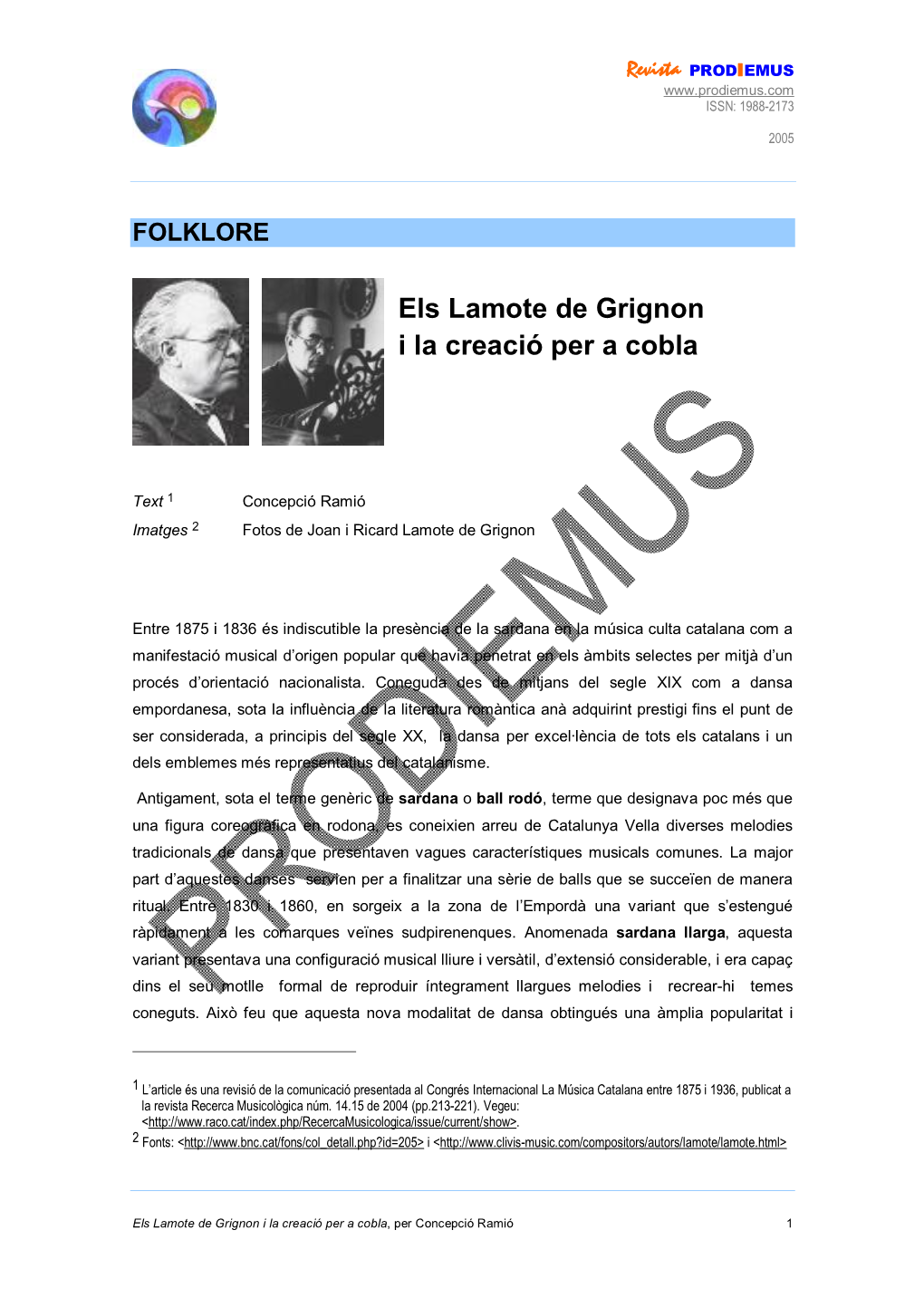 Els Lamote De Grignon I La Creació Per a Cobla