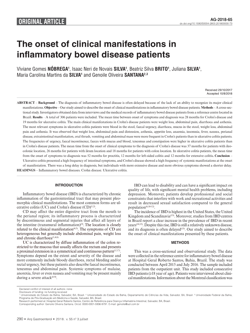 The Onset of Clinical Manifestations in Inflammatory Bowel Disease Patients