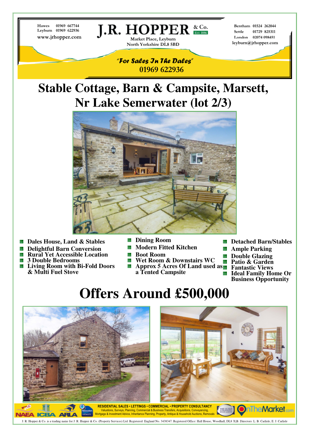 Stable Cottage, Barn & Campsite, Marsett, Nr Lake Semerwater