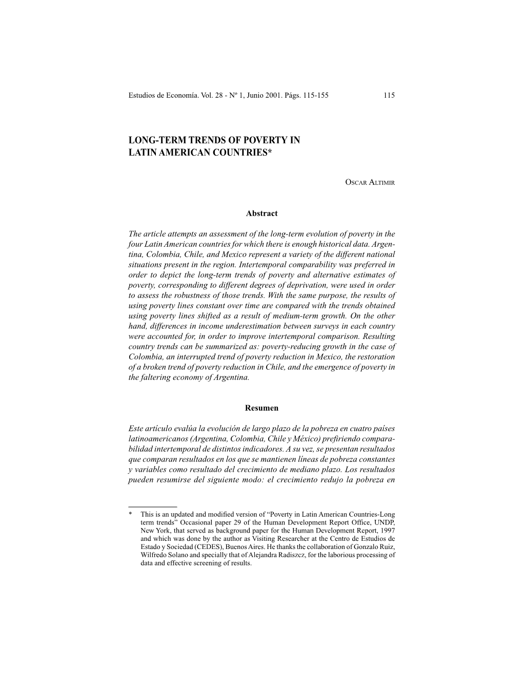 Long-Term Trends of Poverty in Latin American Countries*