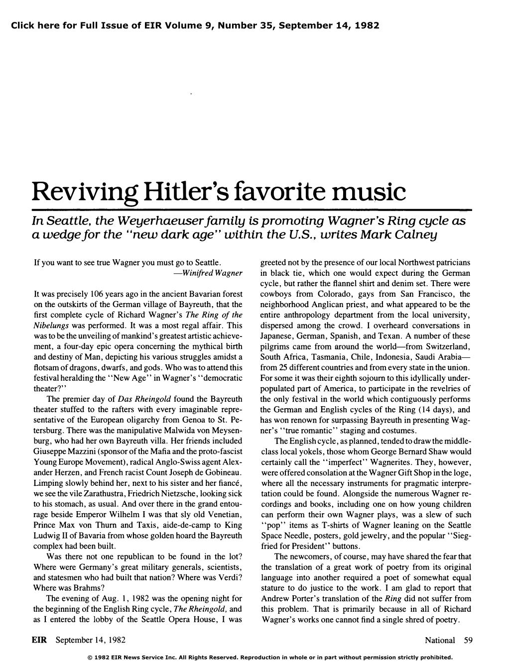 Reviving Hitler's Favorite Music