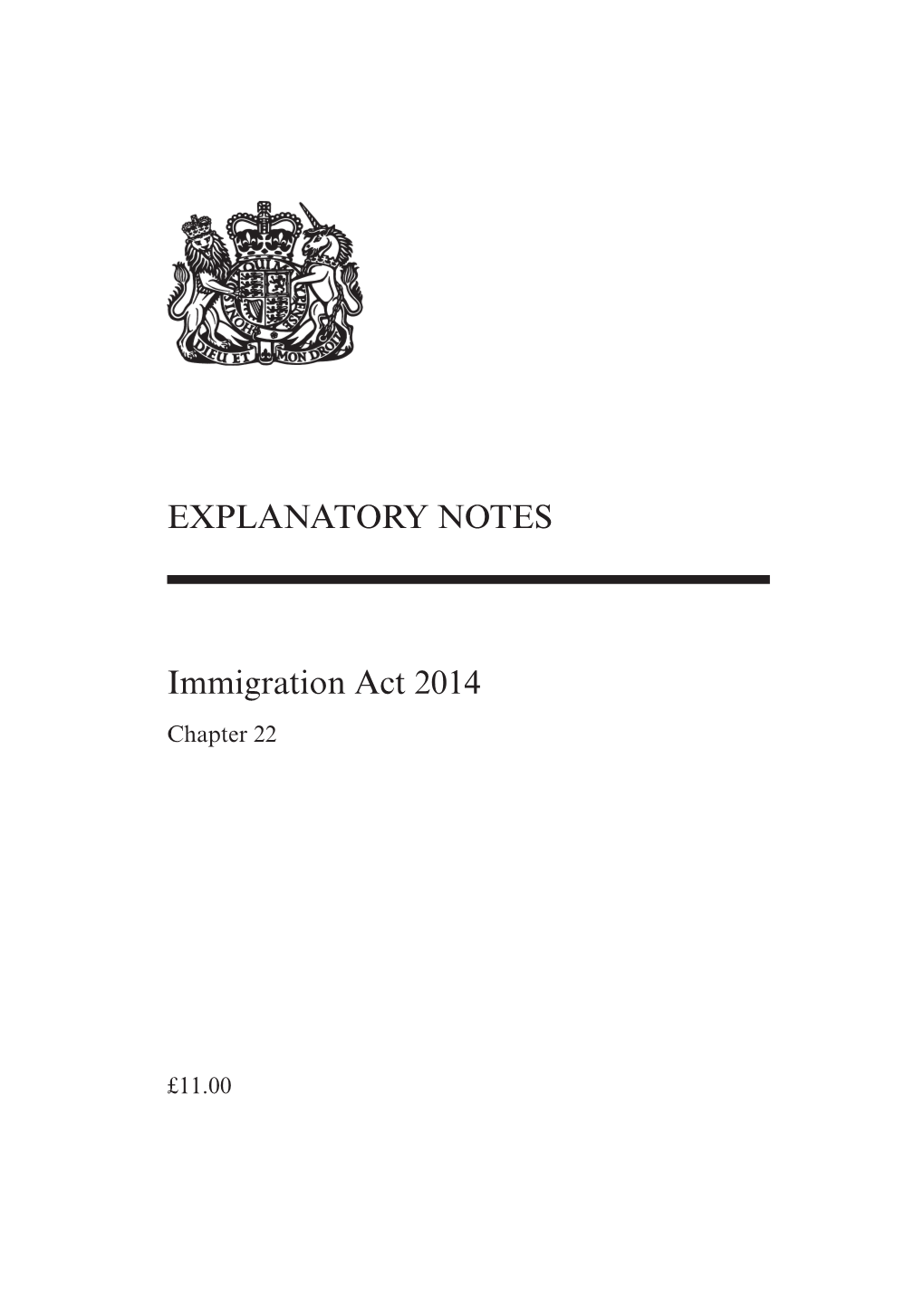 EXPLANATORY NOTES Immigration Act 2014