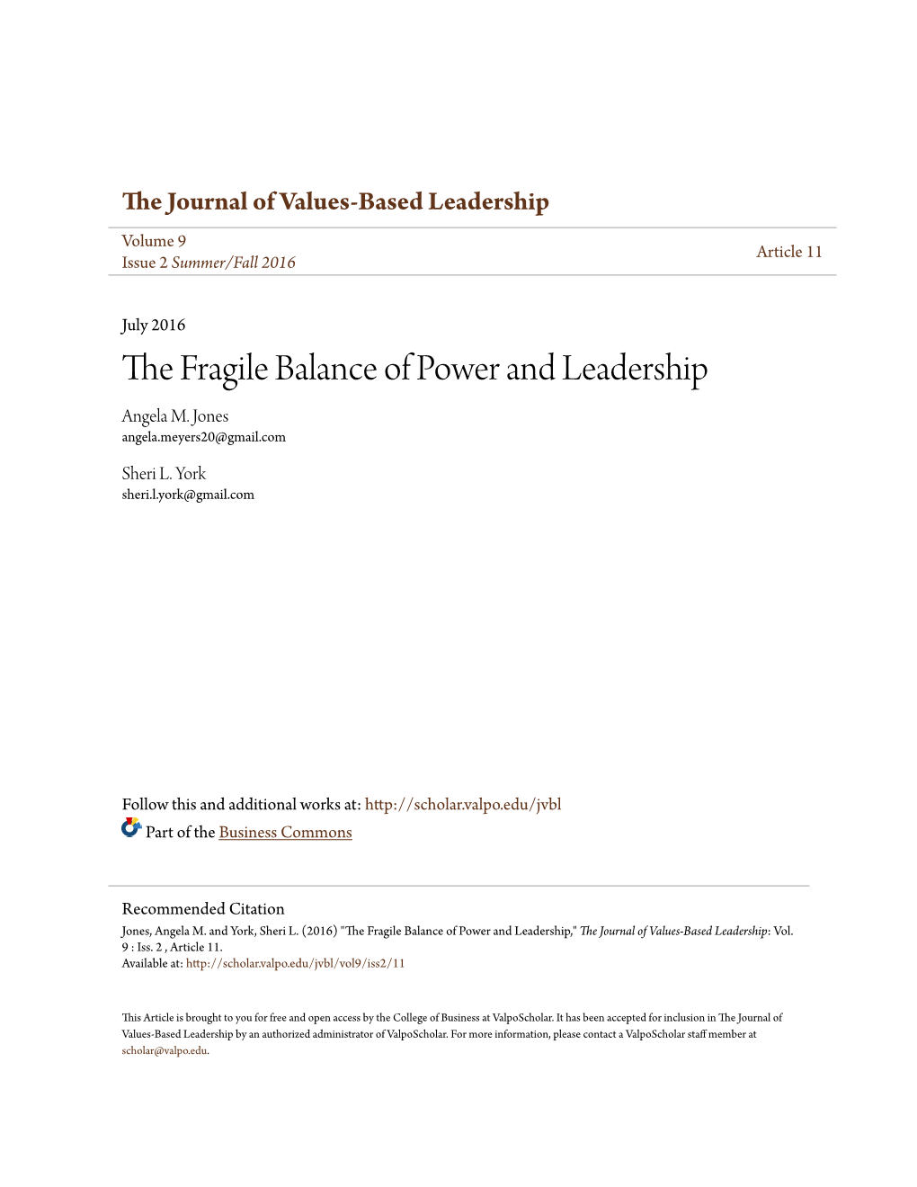 The Fragile Balance of Power and Leadership