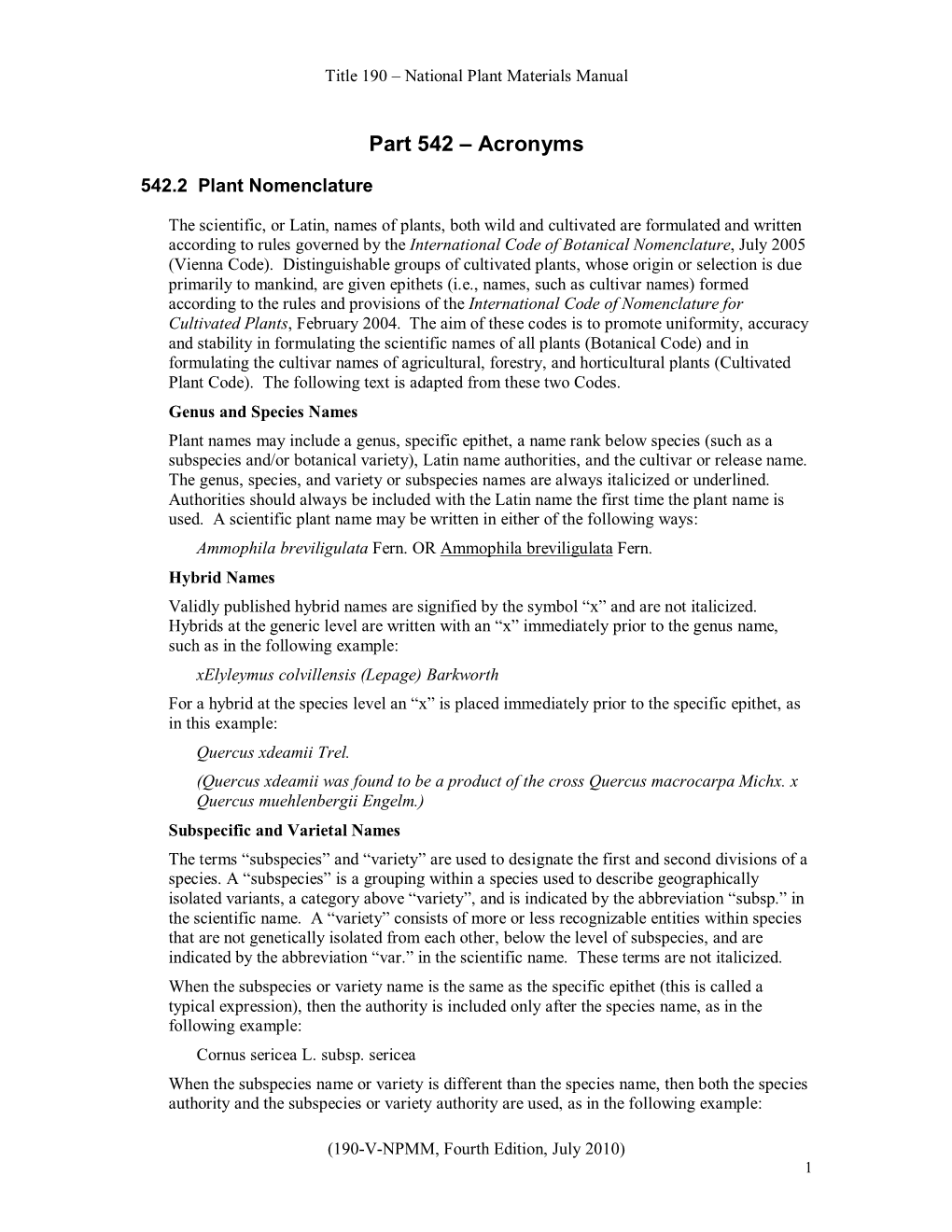 A Copy of the Plant Nomenclature