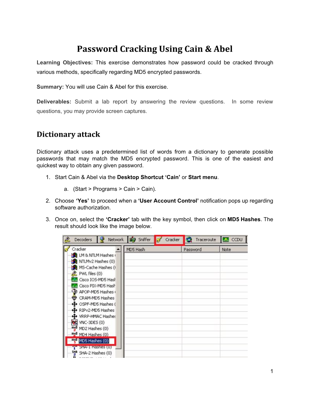 Password Cracking Using Cain & Abel