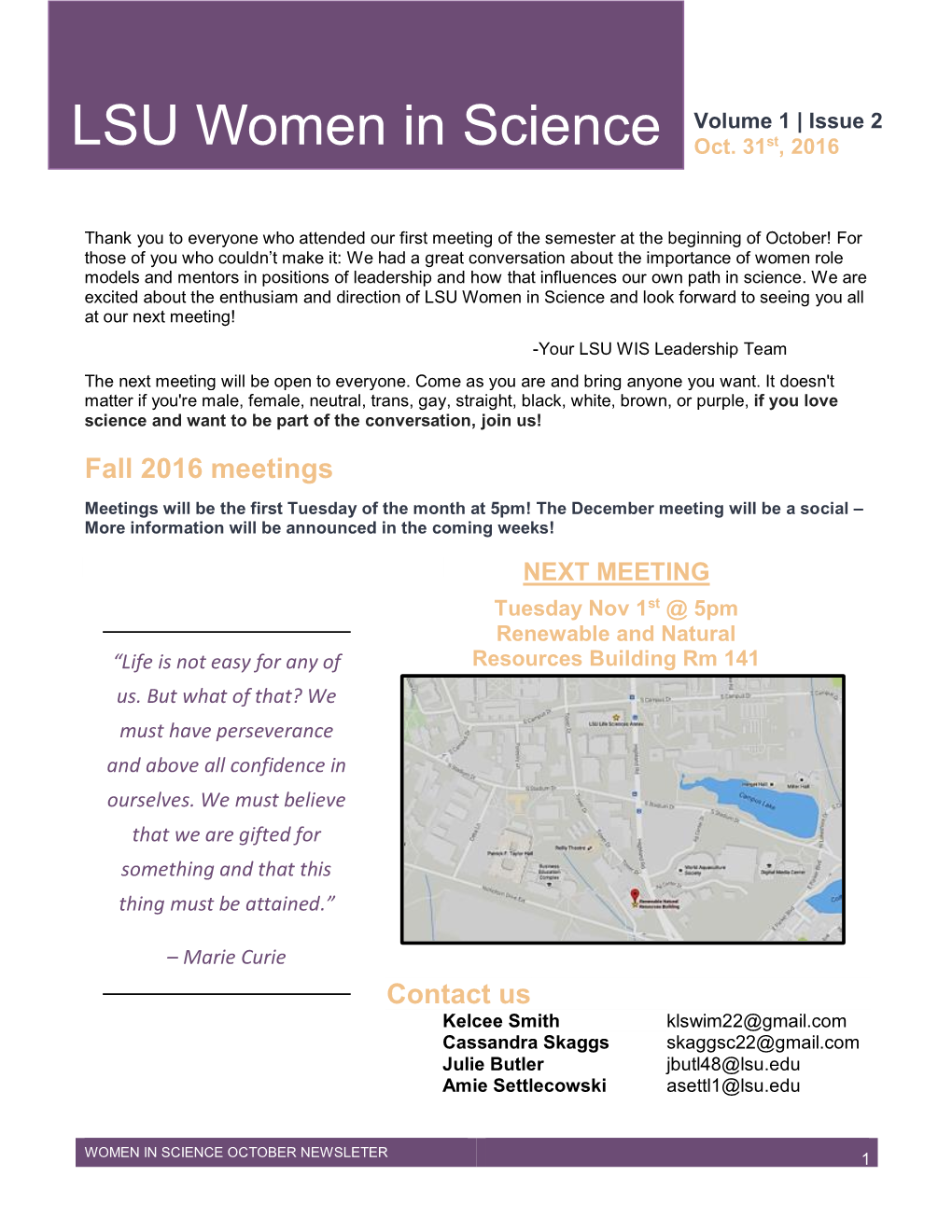 LSU WIS October 2016 Newsletter