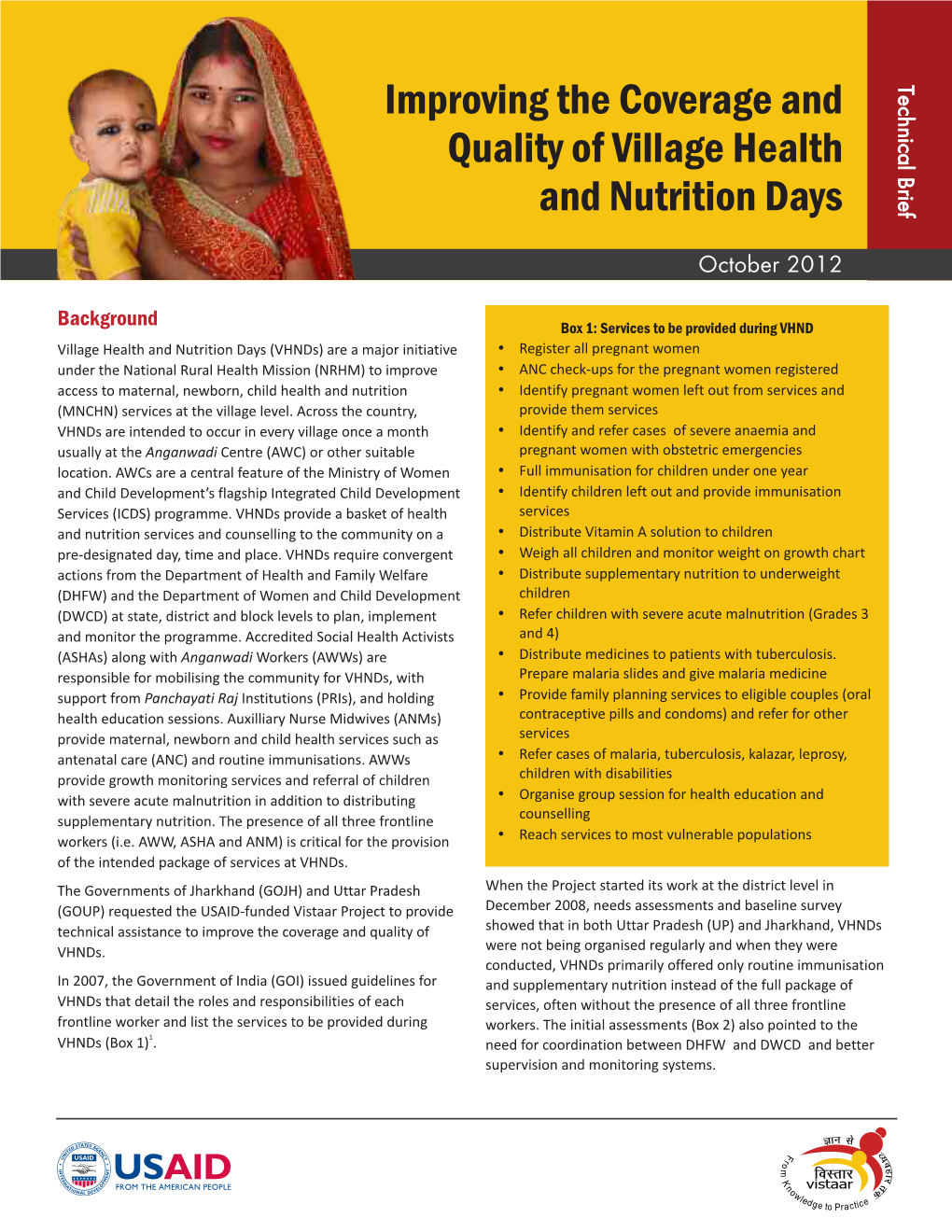 Improving the Coverage and Quality of Village Health and Nutrition Days