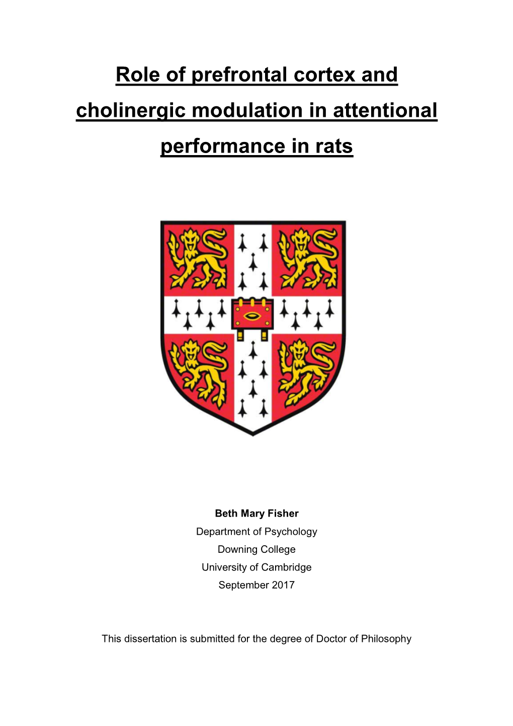 Role of Prefrontal Cortex and Cholinergic Modulation in Attentional