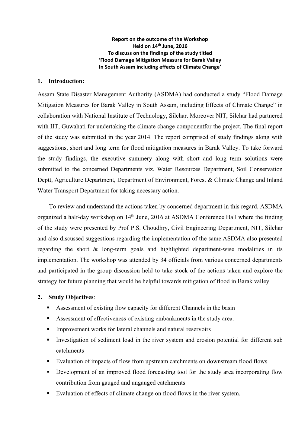 Had Conducted a Study “Flood Damage Mitigation Measures