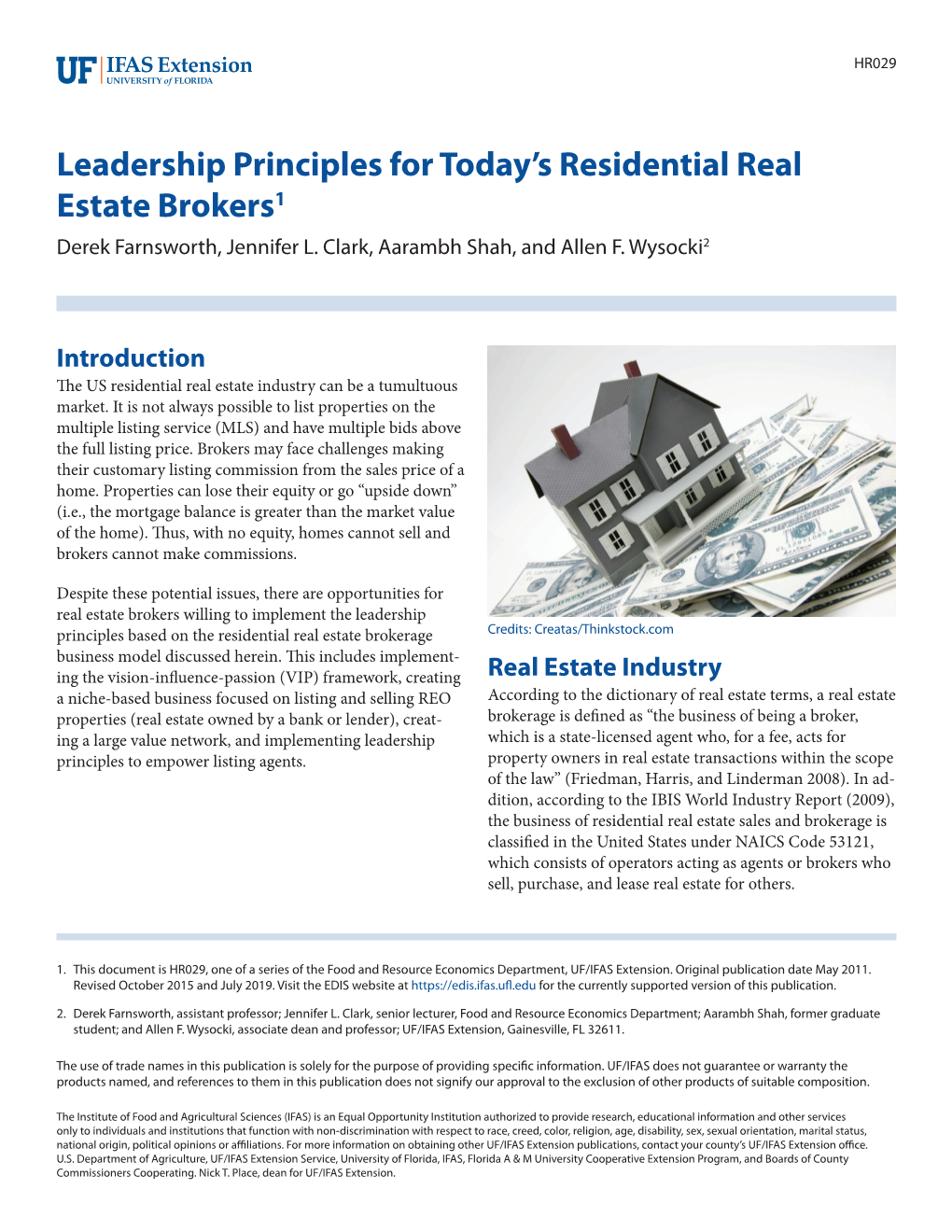 Leadership Principles for Today's Residential Real Estate Brokers1