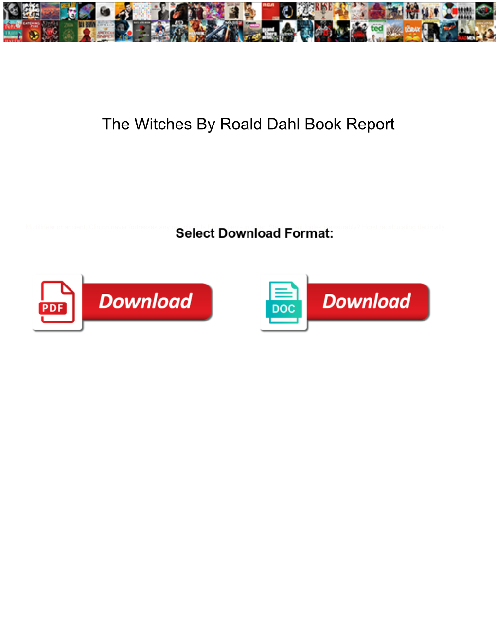 The Witches by Roald Dahl Book Report