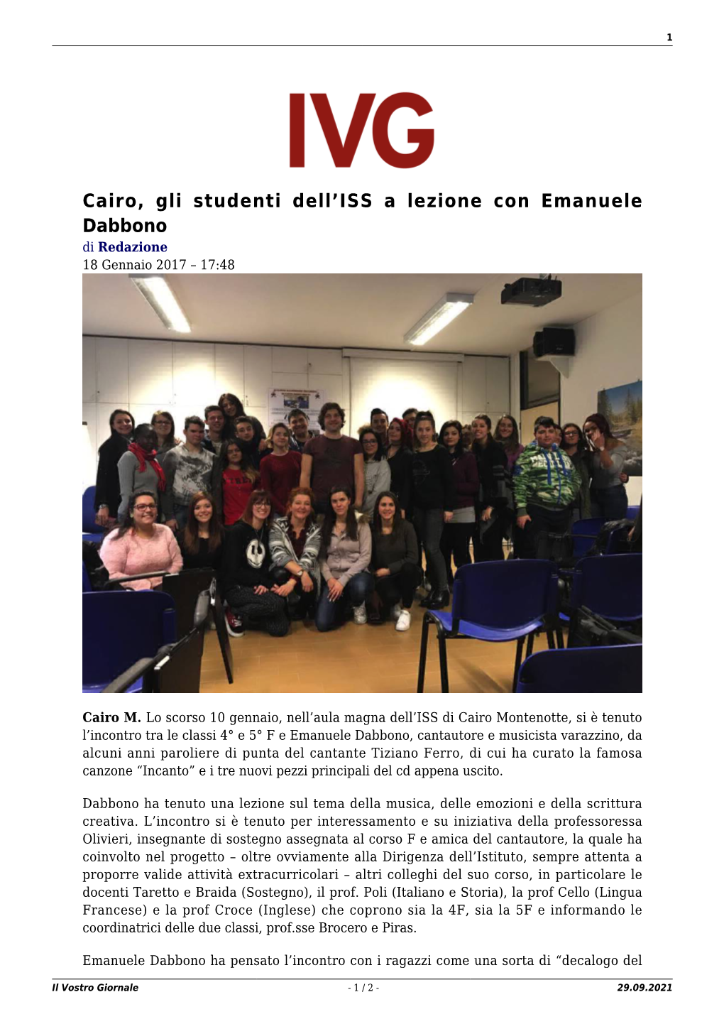 Il Vostro Giornale - 1 / 2 - 29.09.2021 2