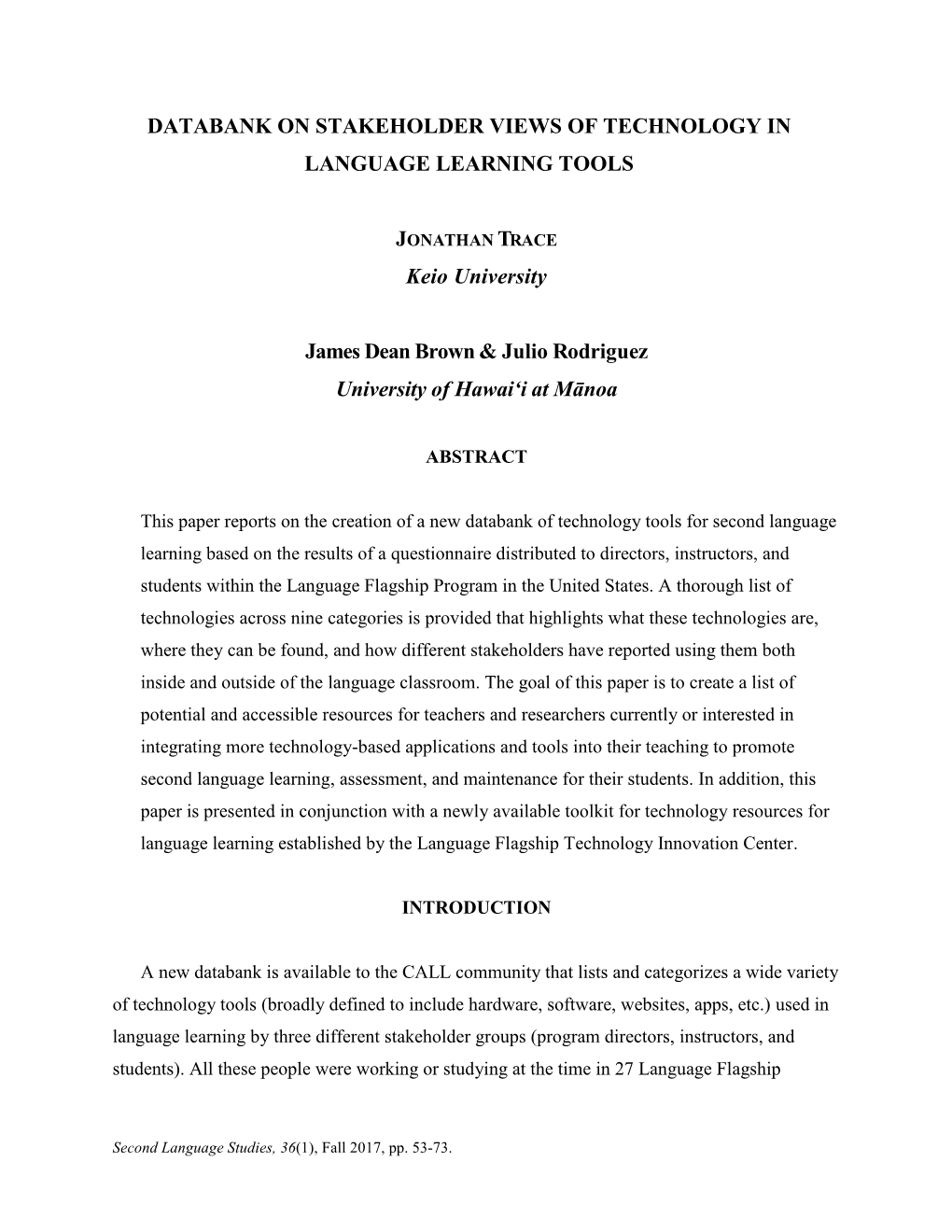Databank on Stakeholder Views of Technology in Language Learning Tools