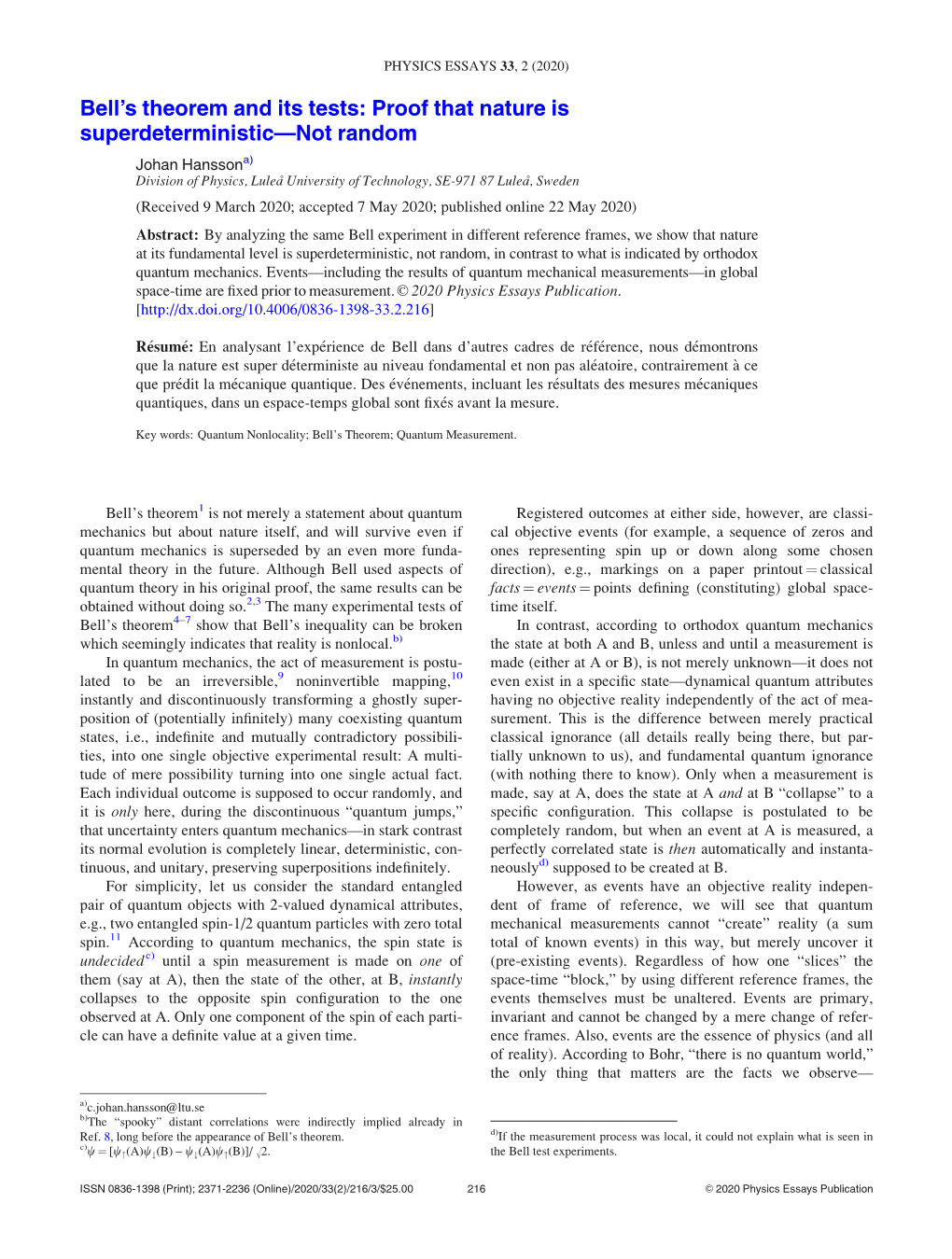 Bell's Theorem and Its Tests