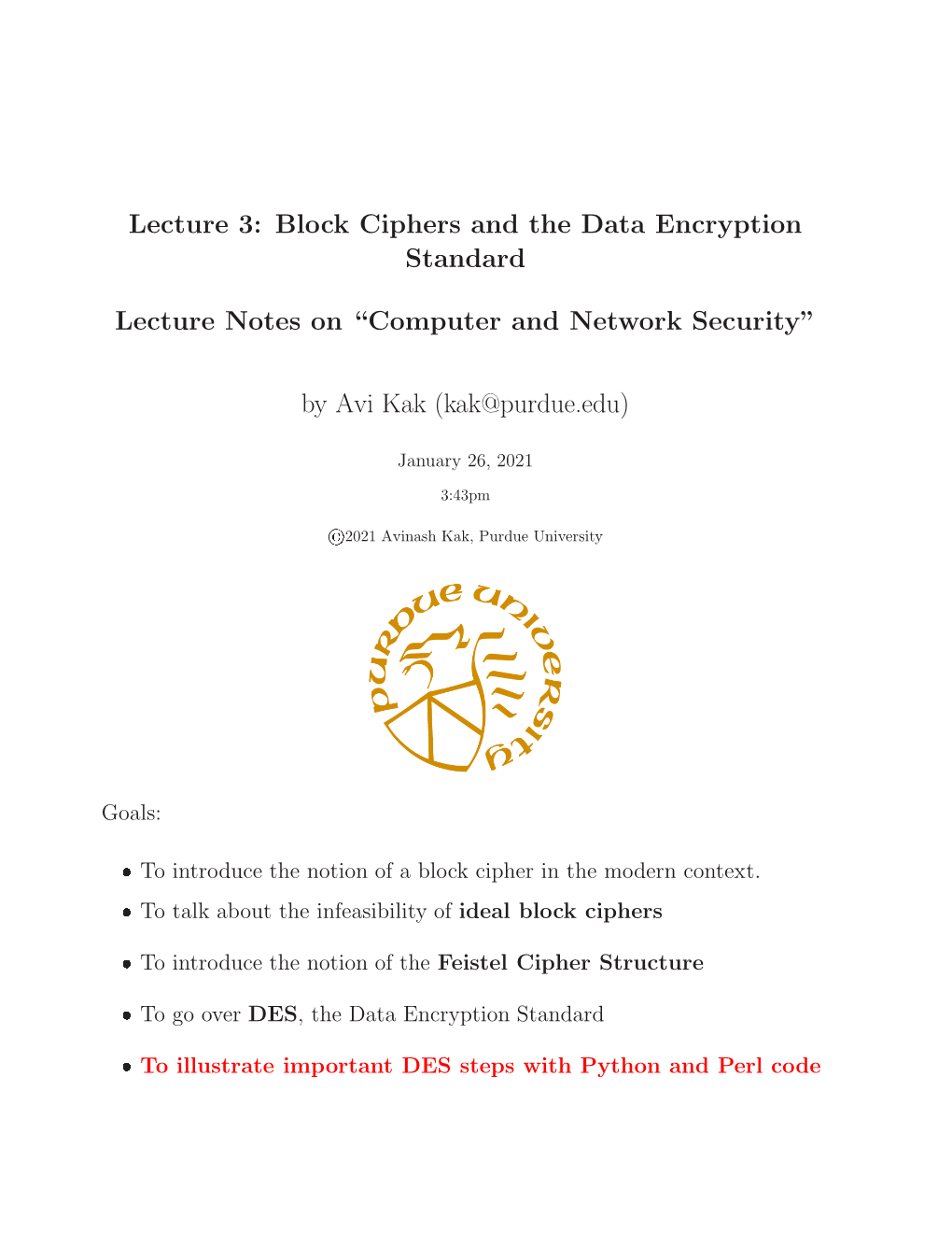 Block Ciphers and the Data Encryption Standard