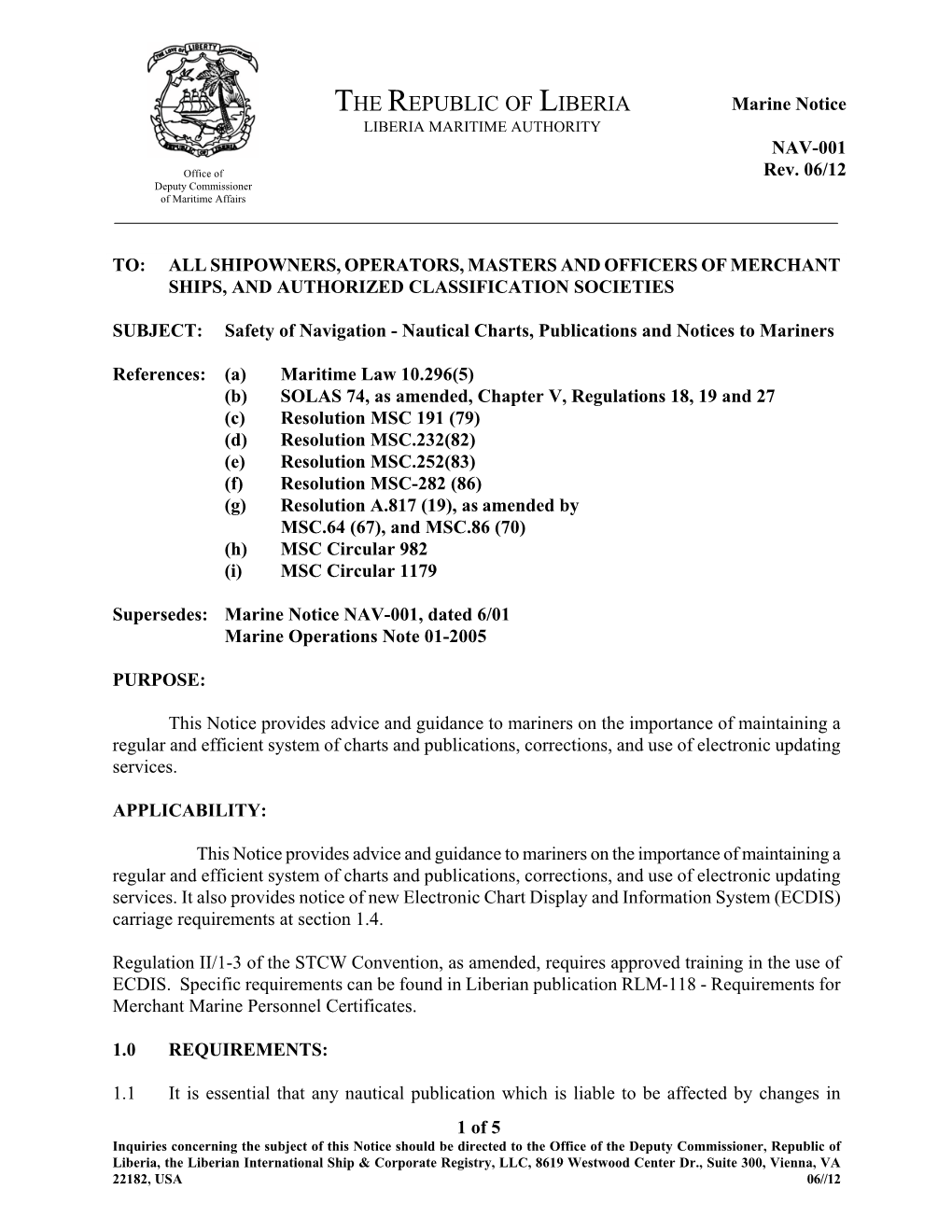 Nautical Charts, Publications and Notices to Mariners