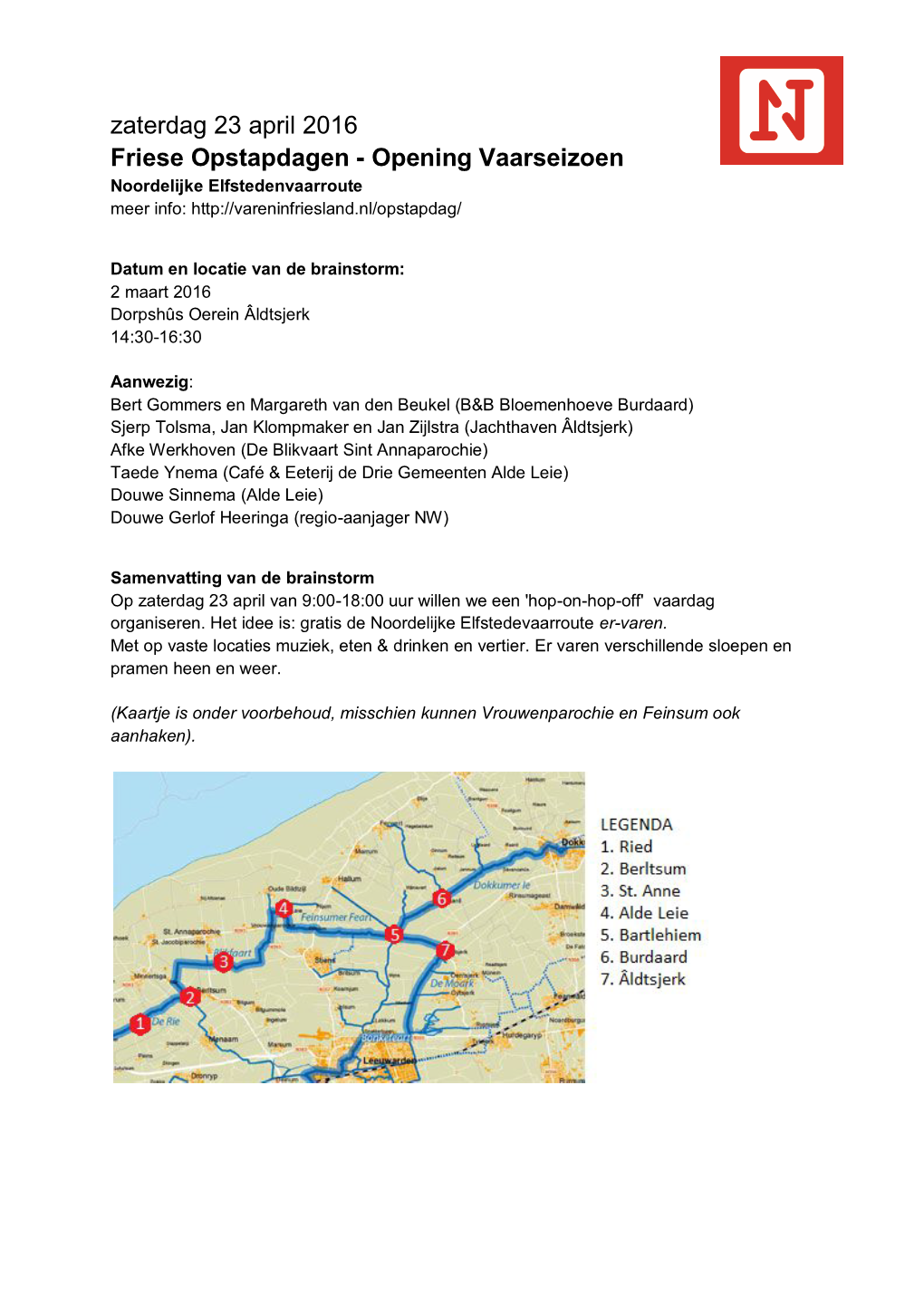 Zaterdag 23 April 2016 Friese Opstapdagen