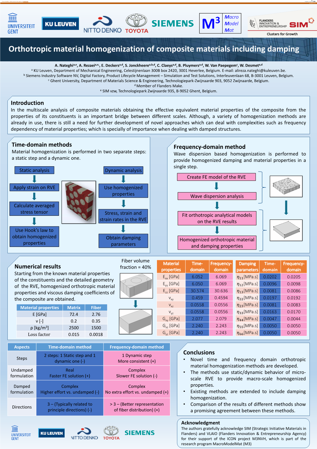 Orthotropic Material Homogenization of Composite Materials Including Damping