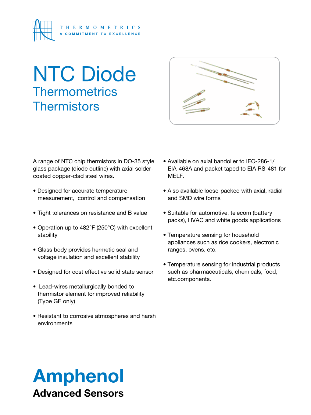 Thermometrics NTC Diode Thermistors