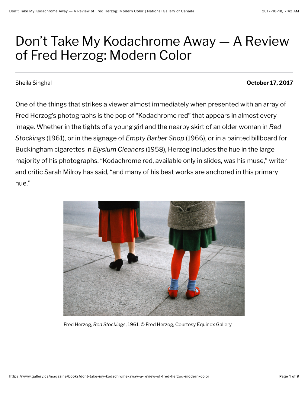 A Review of Fred Herzog: Modern Color | National Gallery of Canada 2017-10-18, 7�42 AM