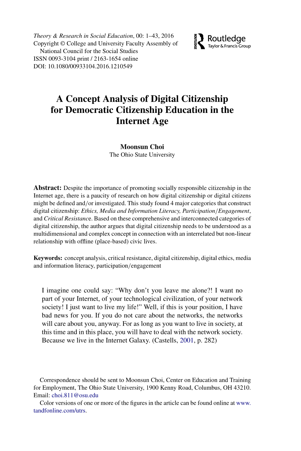 A Concept Analysis of Digital Citizenship for Democratic