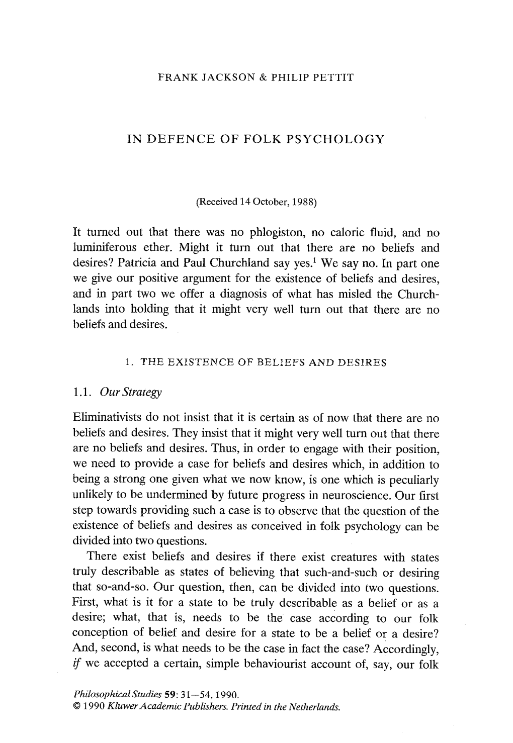 In Defence of Folk Psychology