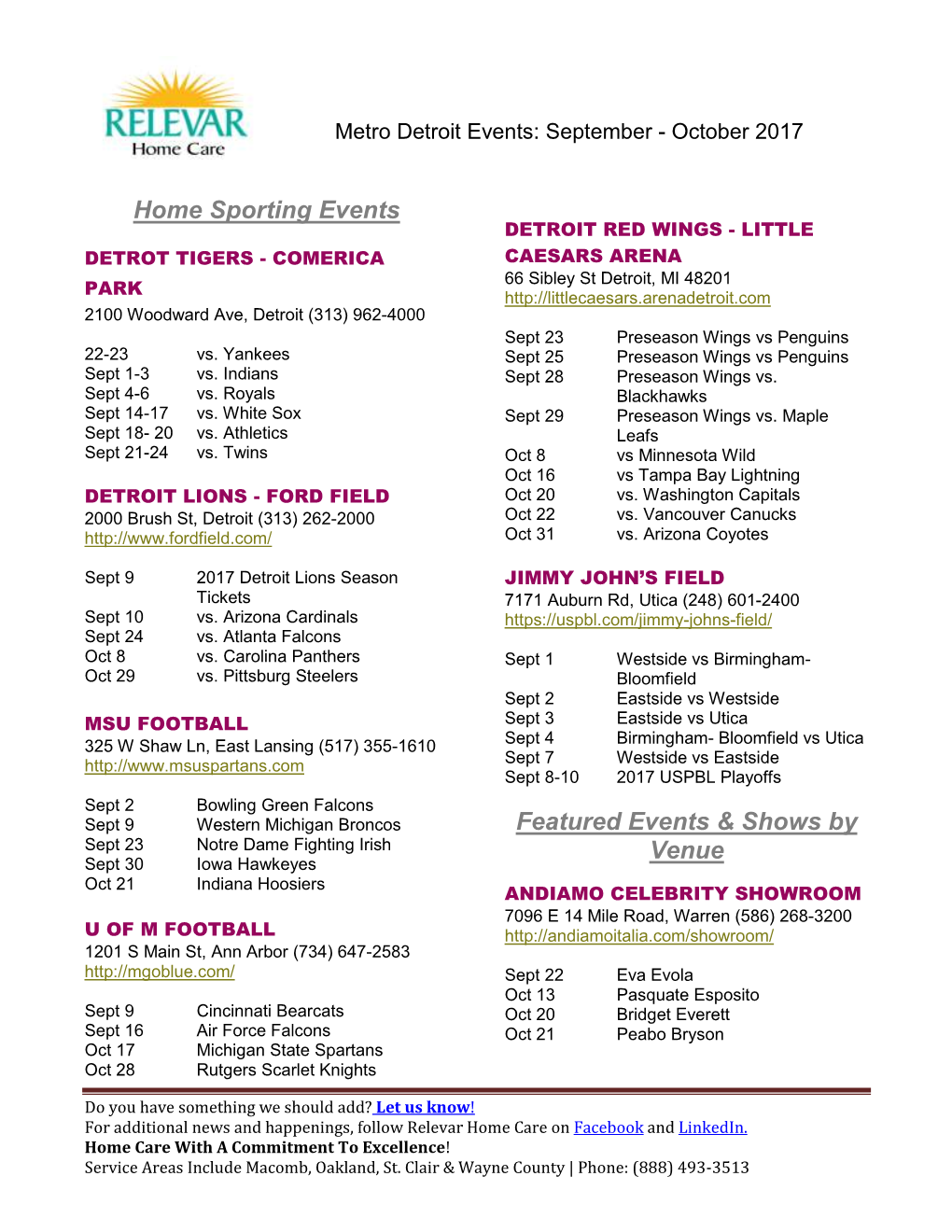 Home Sporting Events Featured Events & Shows by Venue