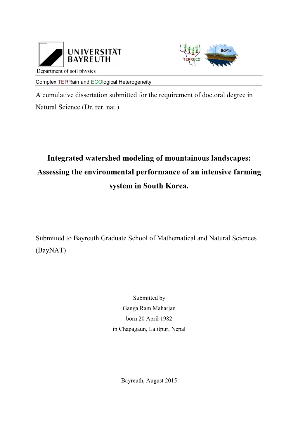 Assessing the Environmental Performance of an Intensive Farming System in South Korea