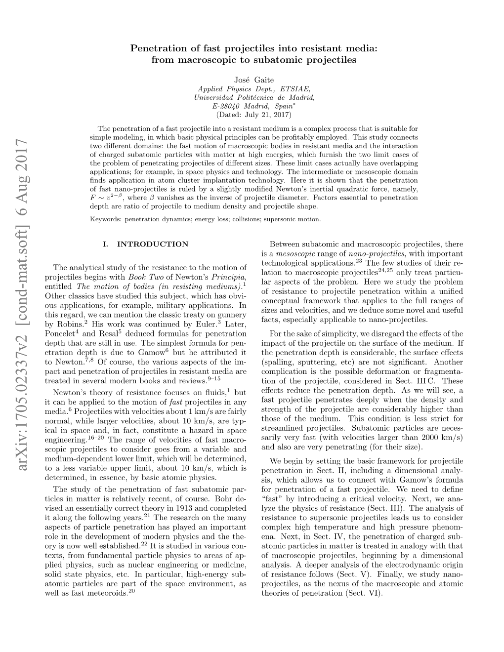 Penetration of Fast Projectiles Into Resistant Media: from Macroscopic