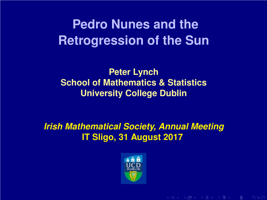 Pedro Nunes and the Retrogression of the Sun