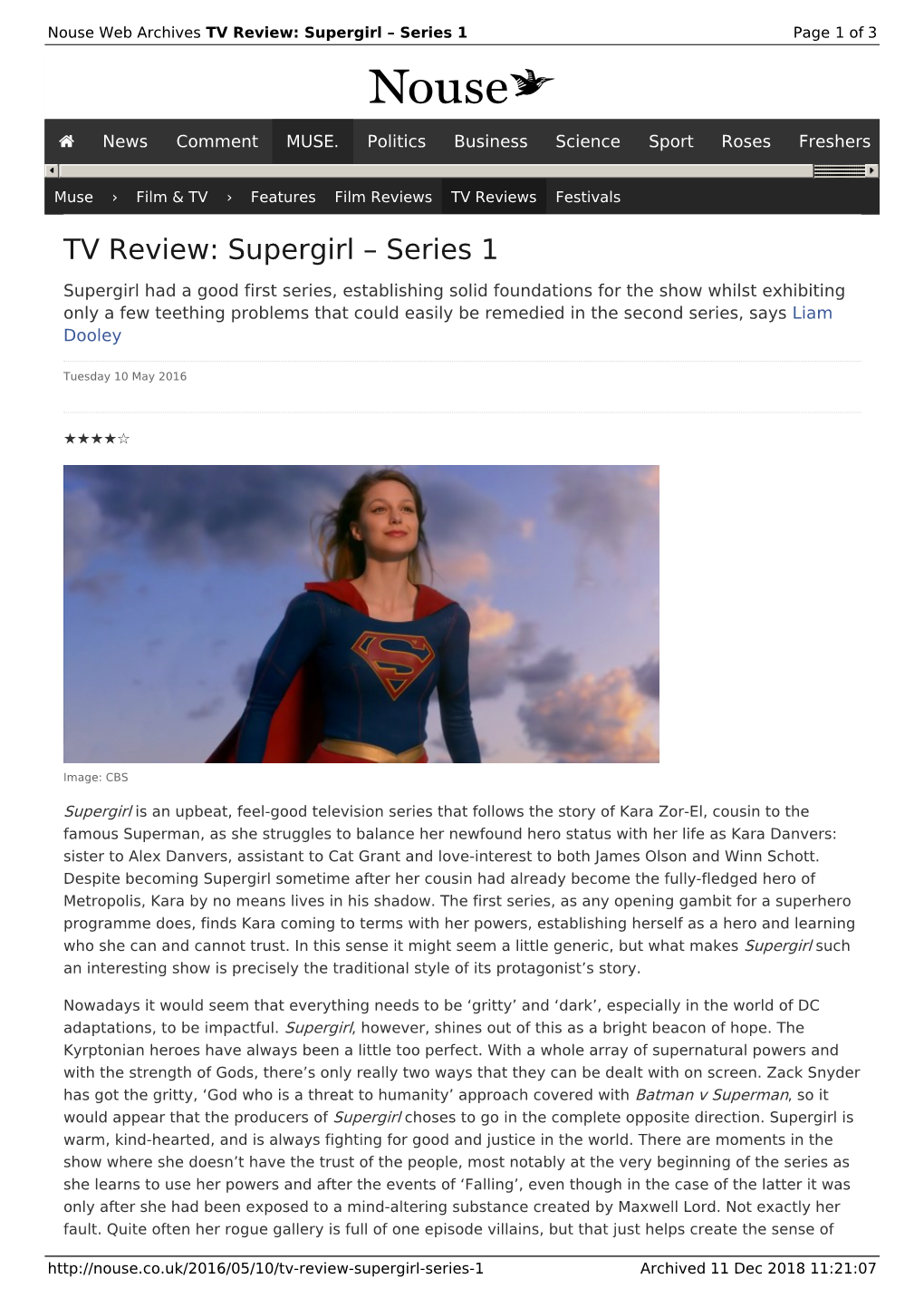 TV Review: Supergirl – Series 1 | Nouse