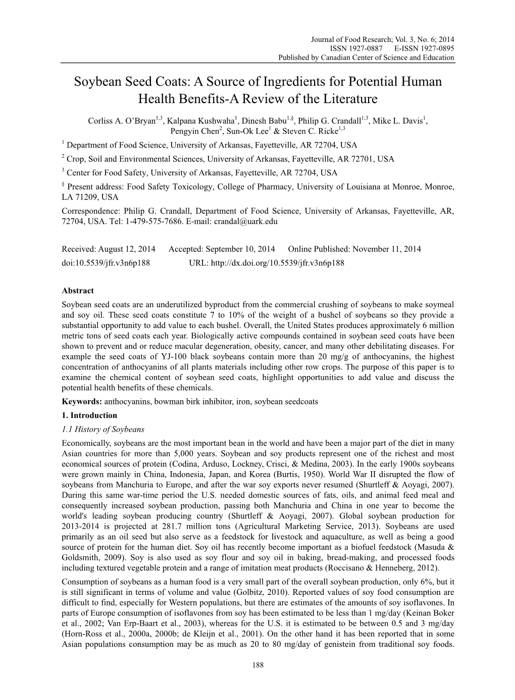 Soybean Seed Coats: a Source of Ingredients for Potential Human Health Benefits-A Review of the Literature