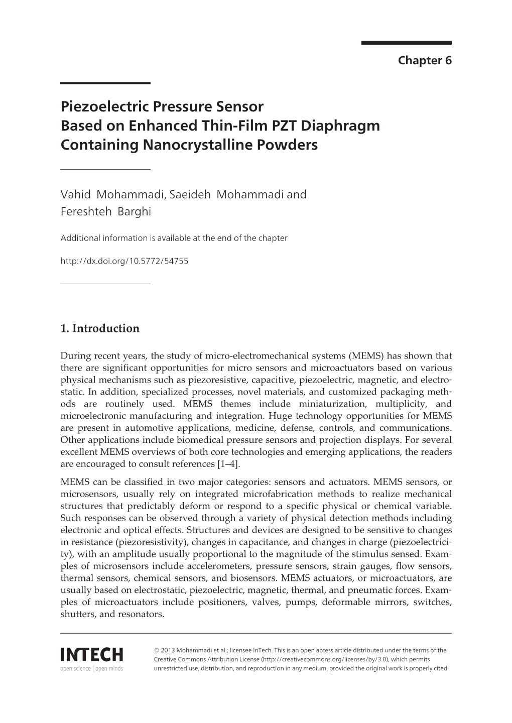 Piezoelectric Pressure Sensor Based on Enhanced Thin-Film PZT Diaphragm Containing Nanocrystalline Powders