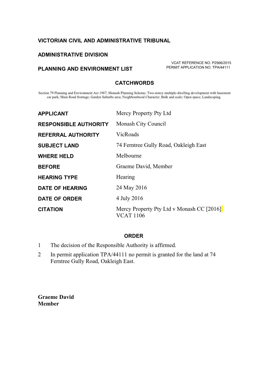 Victorian Civil and Administrative Tribunal s7