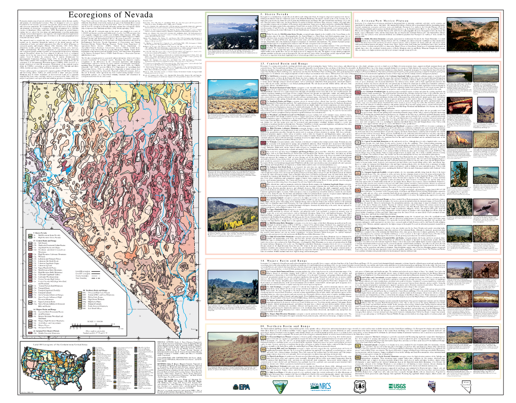 Ecoregions of Nevada Ecoregion 5 Is a Mountainous, Deeply Dissected, and Westerly Tilting Fault Block