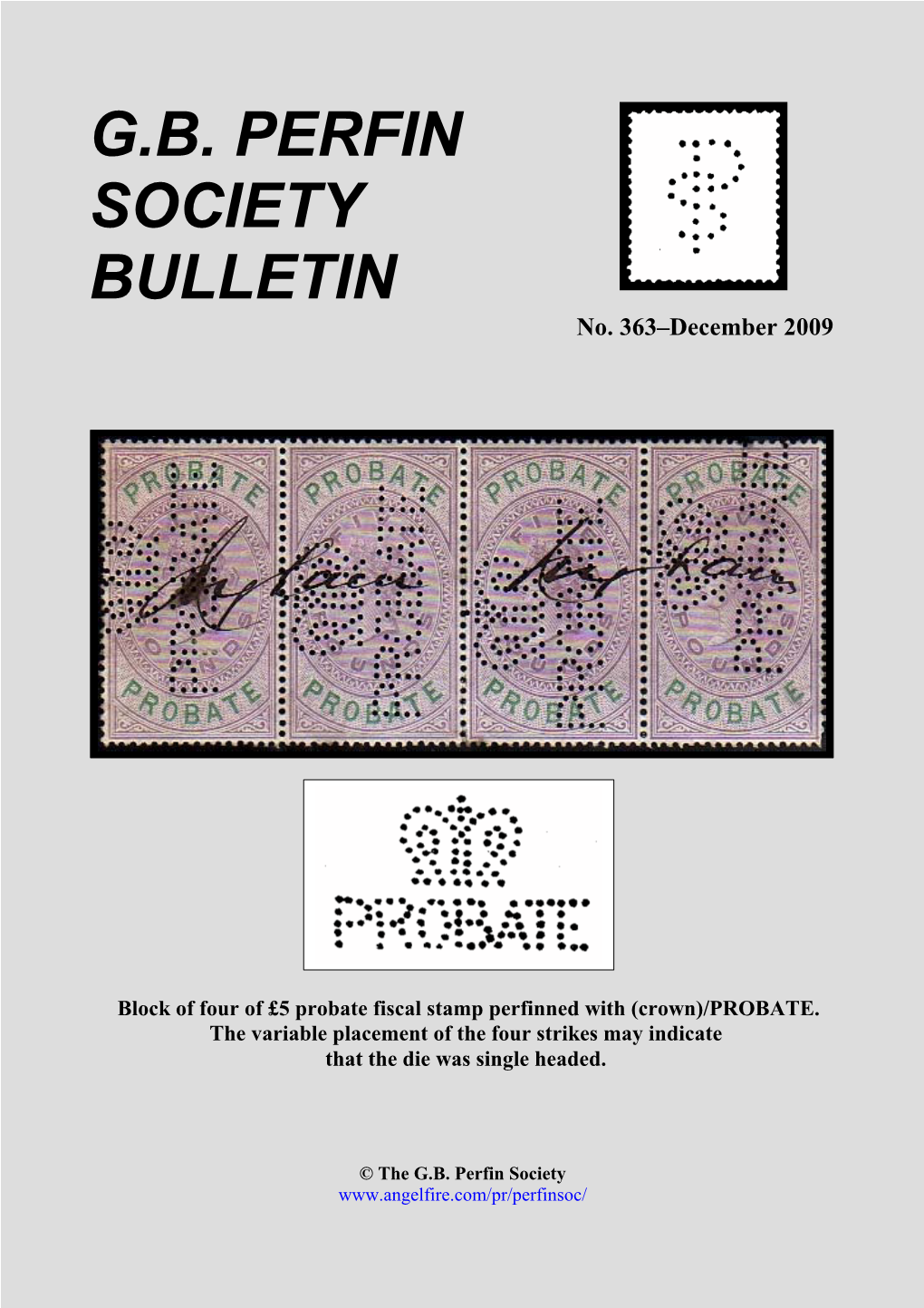 G.B. PERFIN SOCIETY BULLETIN No