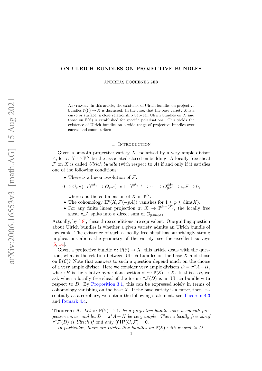 Arxiv:2006.16553V2 [Math.AG] 26 Jul 2020