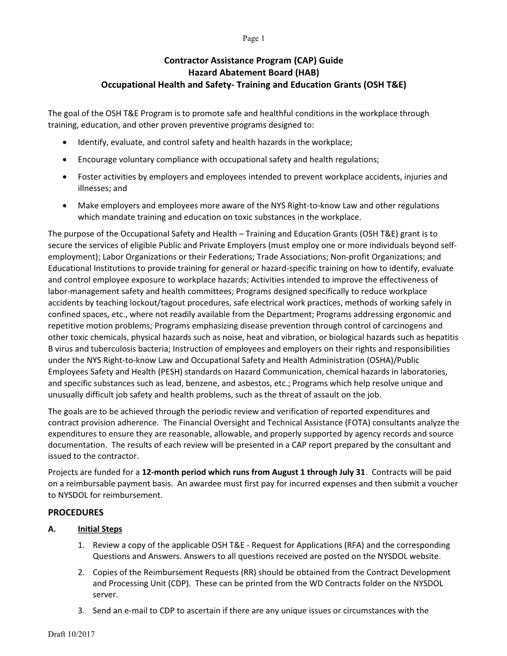 OSH-Training and Education Fiscal Review Guide