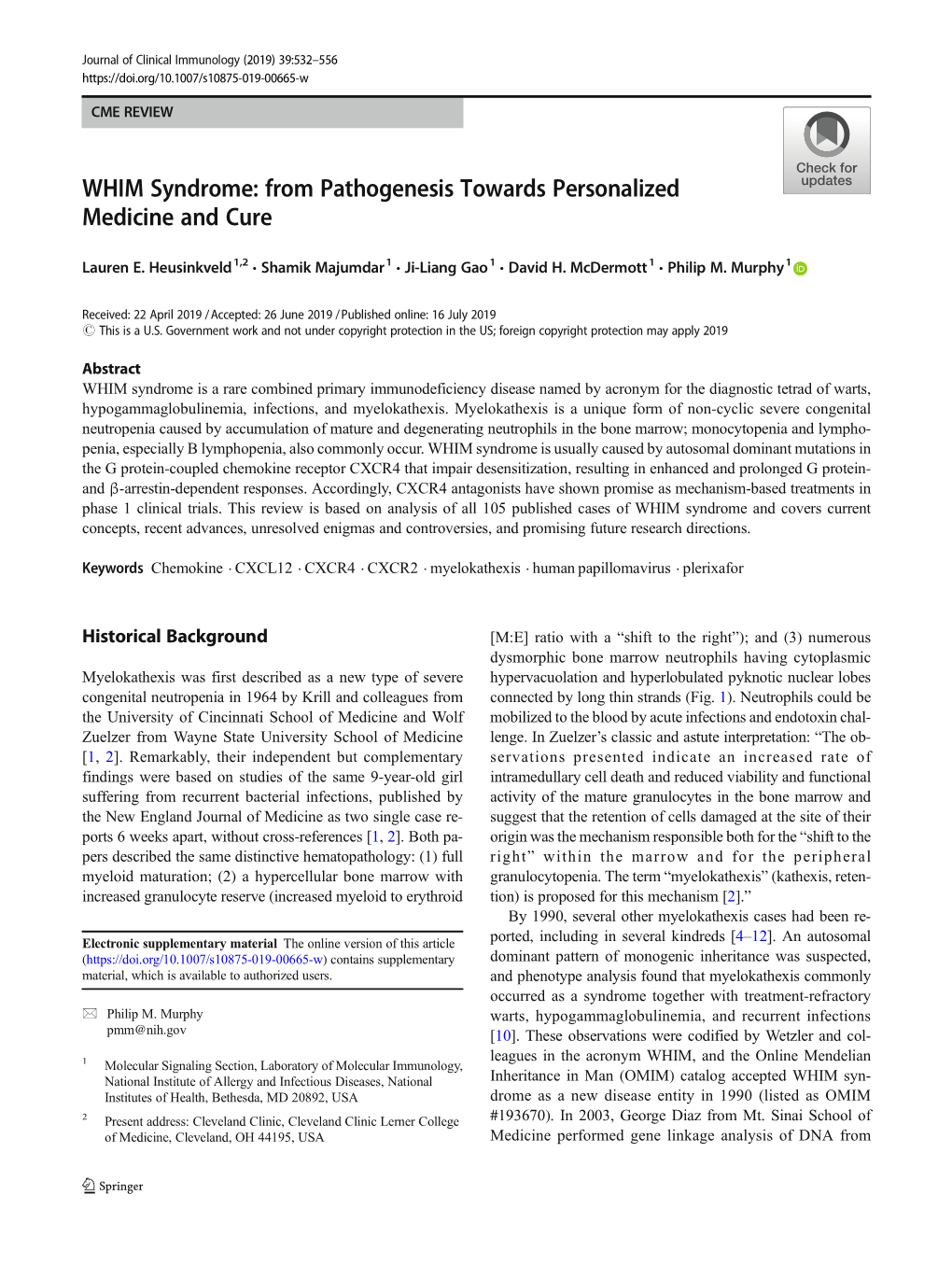 WHIM Syndrome: from Pathogenesis Towards Personalized Medicine and Cure