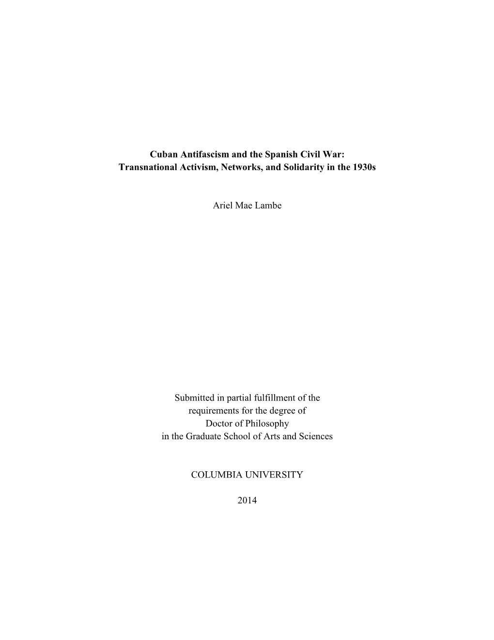 Cuban Antifascism and the Spanish Civil War: Transnational Activism, Networks, and Solidarity in the 1930S