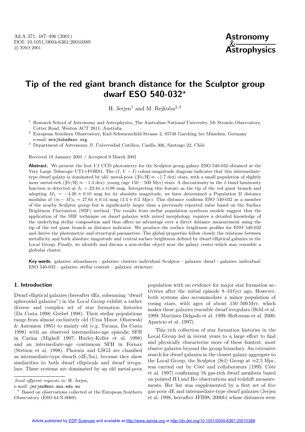 Tip of the Red Giant Branch Distance for the Sculptor Group Dwarf ESO 540-032?