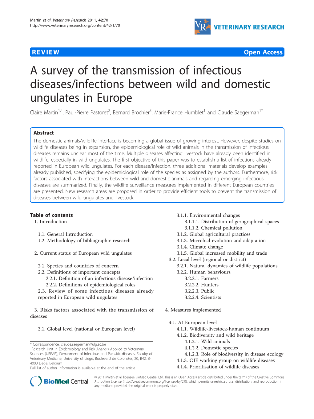 A Survey of the Transmission of Infectious Diseases/Infections