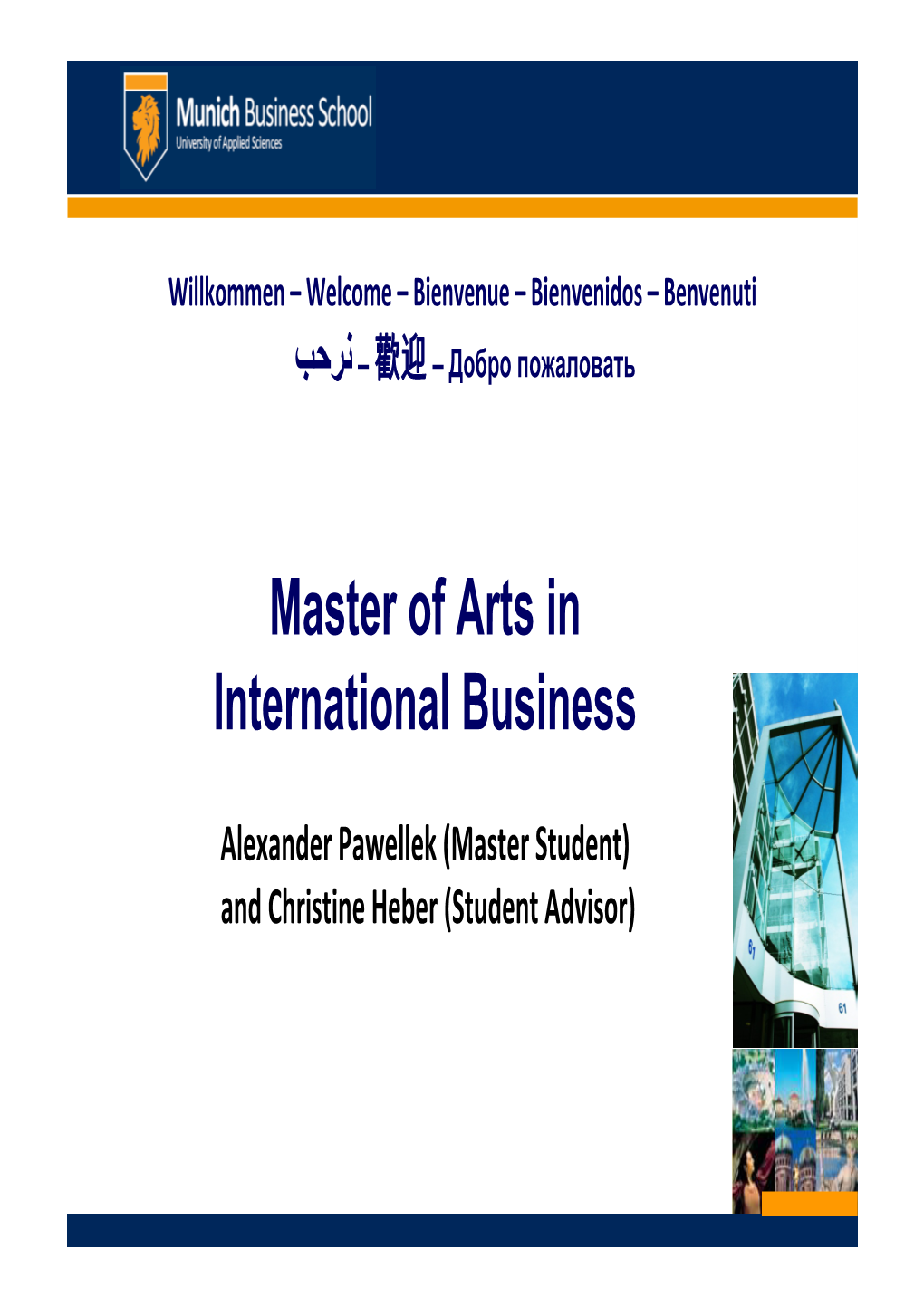 Master of Arts in International Business