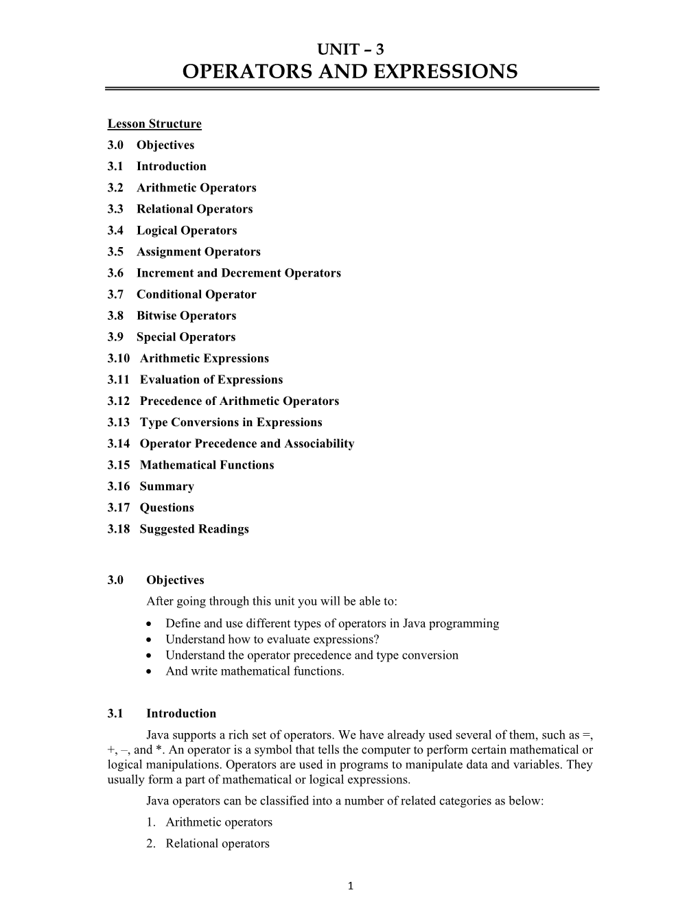 Operators and Expressions